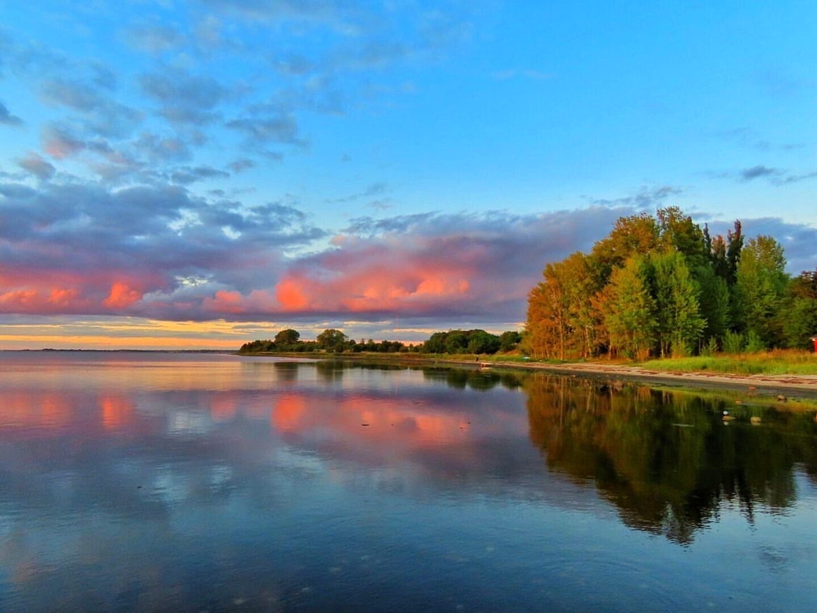 Roskilde Fjord lyserød himmel